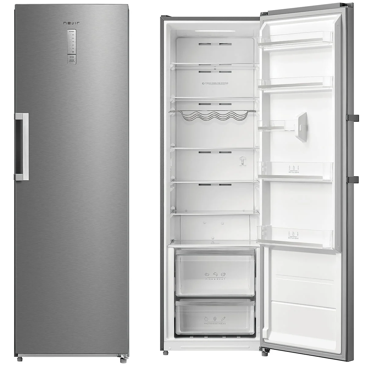 Frigorífico Nevir NF 185x60 Inox Total No Frost