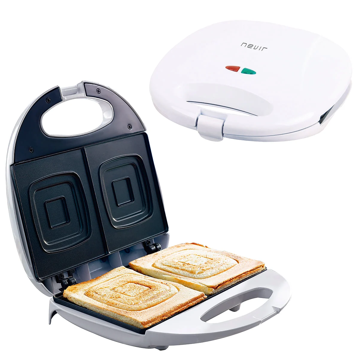 Sandwichera Nevir NVR-9483SM 2 Cavidades 750W Blanca