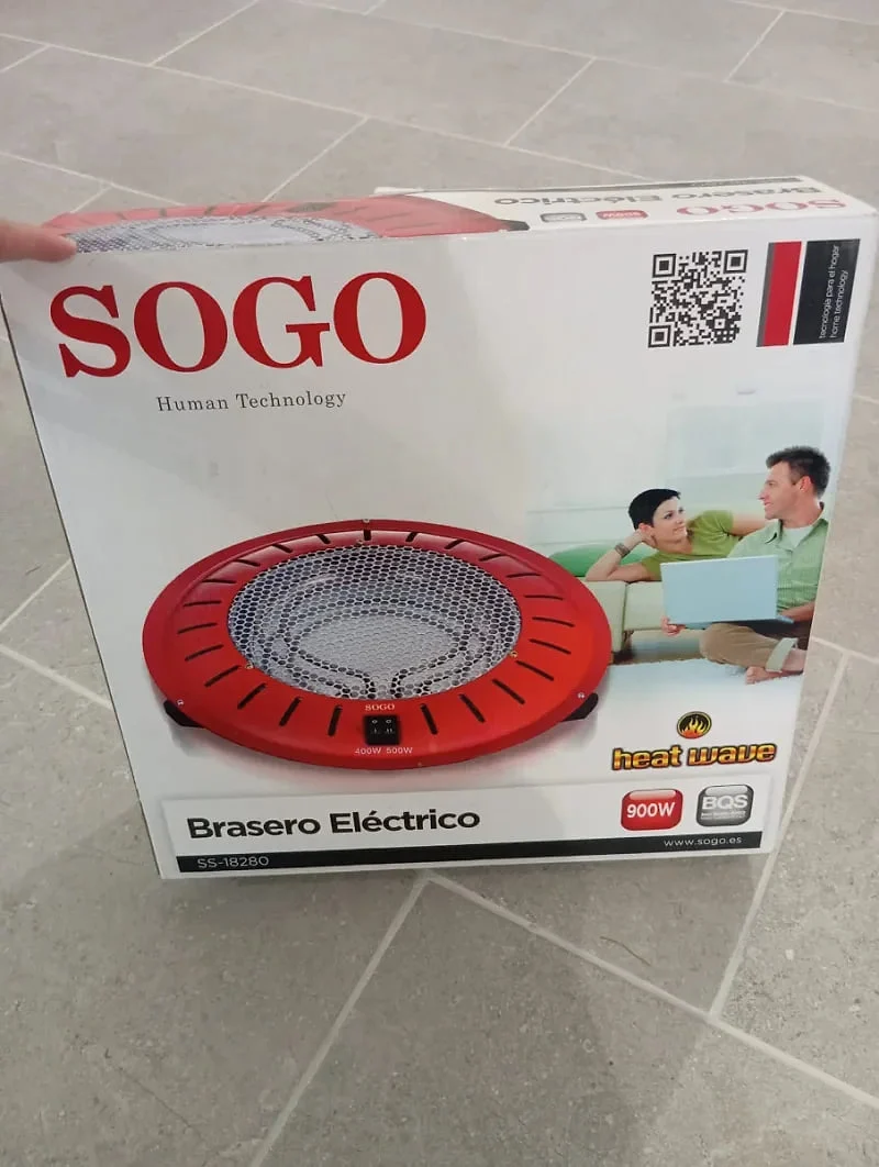 Brasero Sogo Eléctrico 900W Rojo Portátil