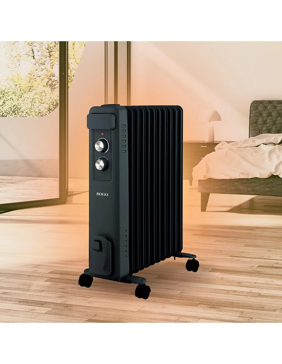 Radiador de aceite Sogo 11 elementos 2500W Negro