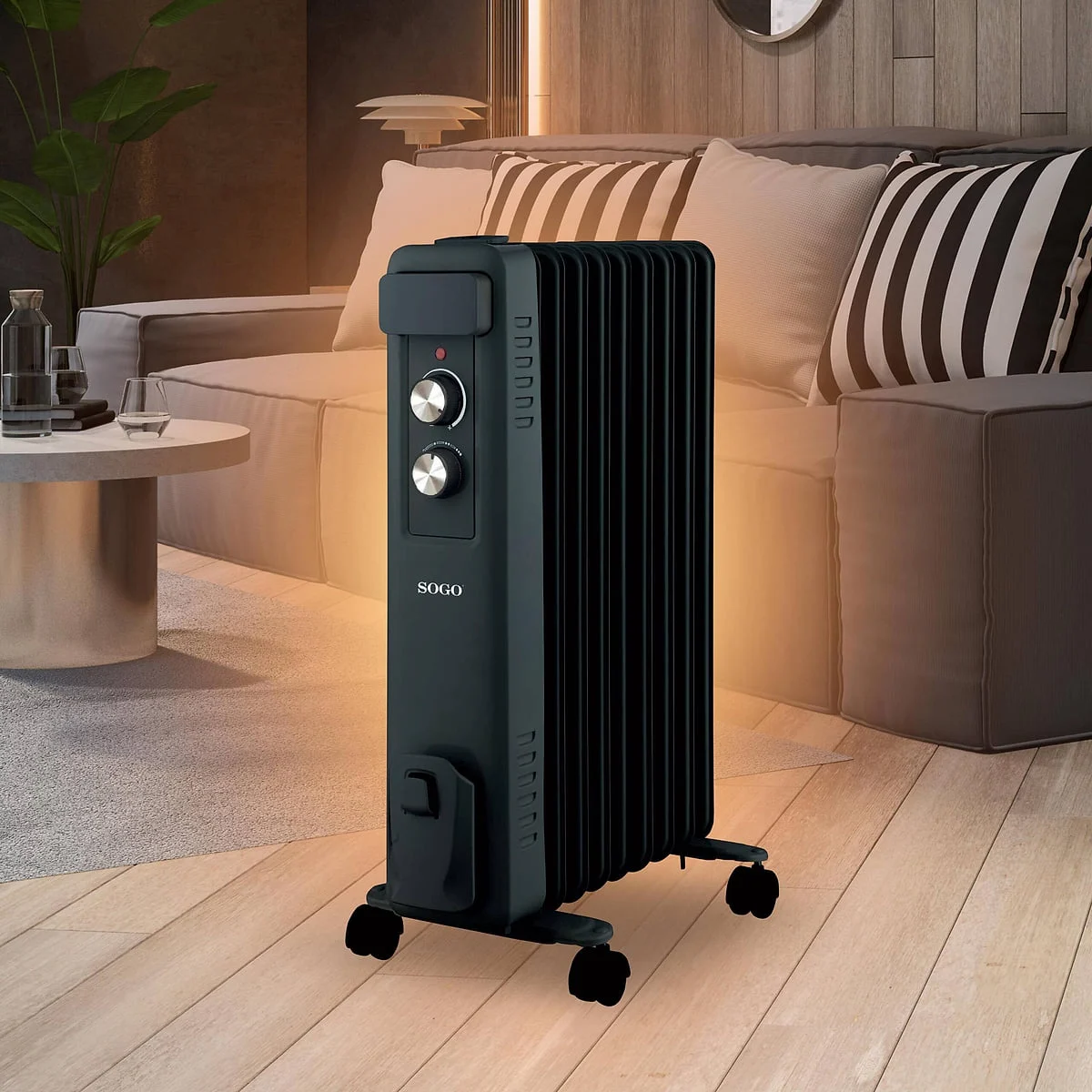 Radiador de aceite Sogo SS18460 2000W 9 elementos Negro