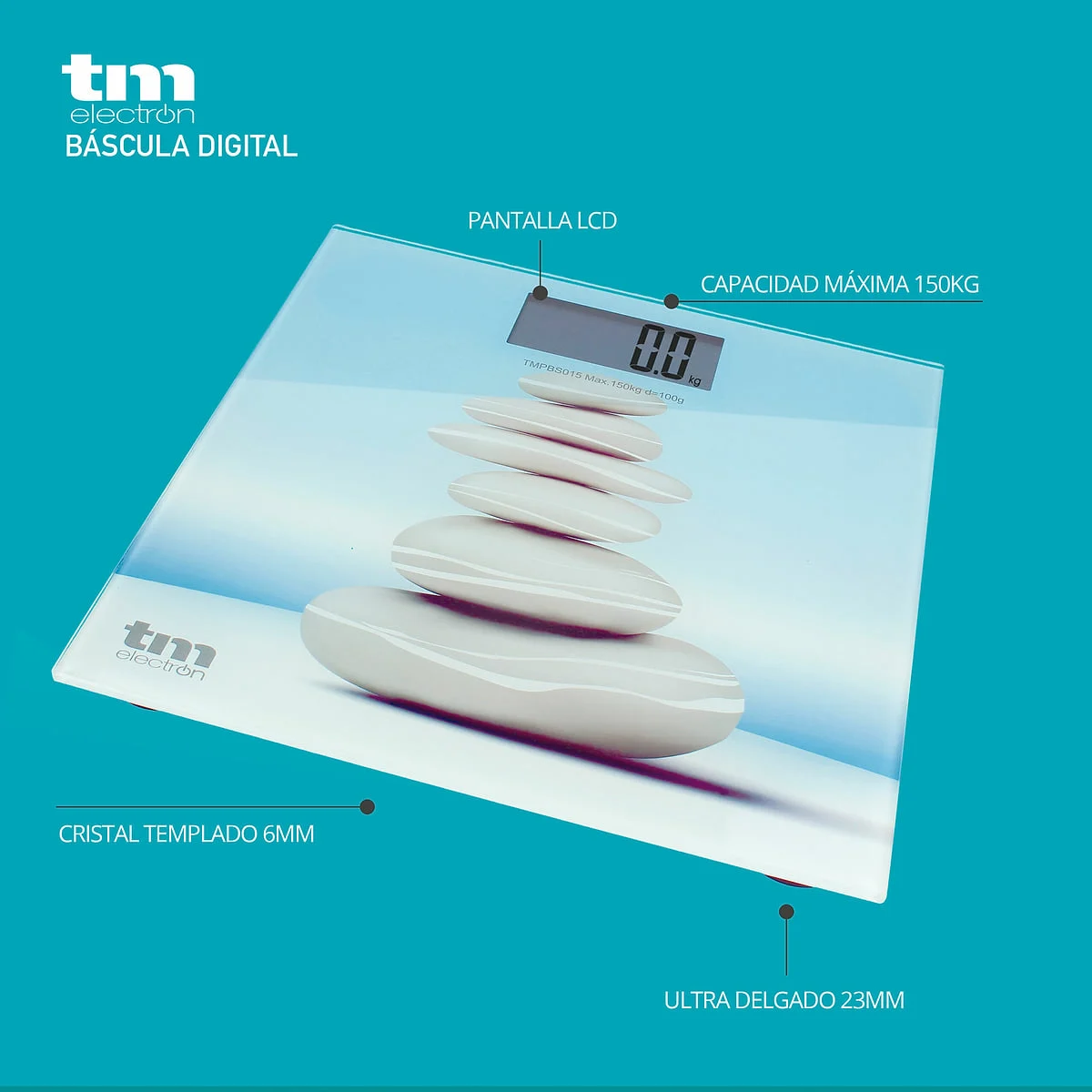 Báscula de baño TM Electron ZEN TMPBS015 150 kg Ultra Fina