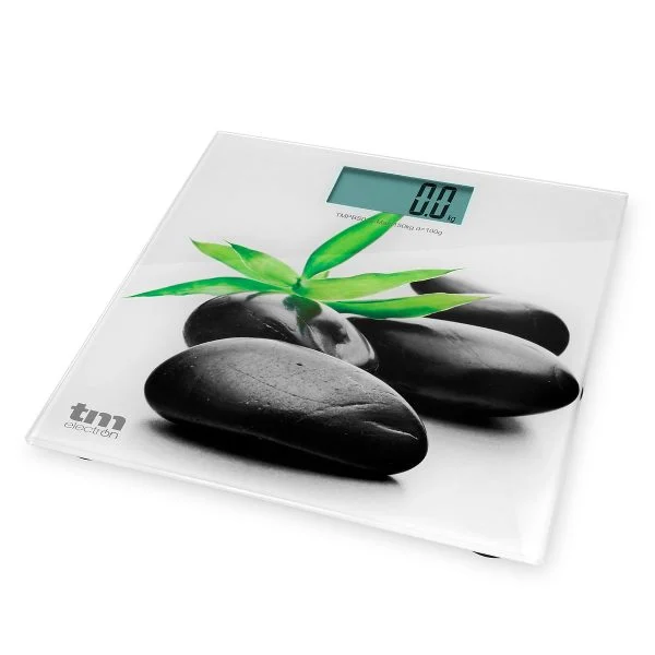 Báscula de baño TM Electron TMPBS013 Diseño Piedras Negra