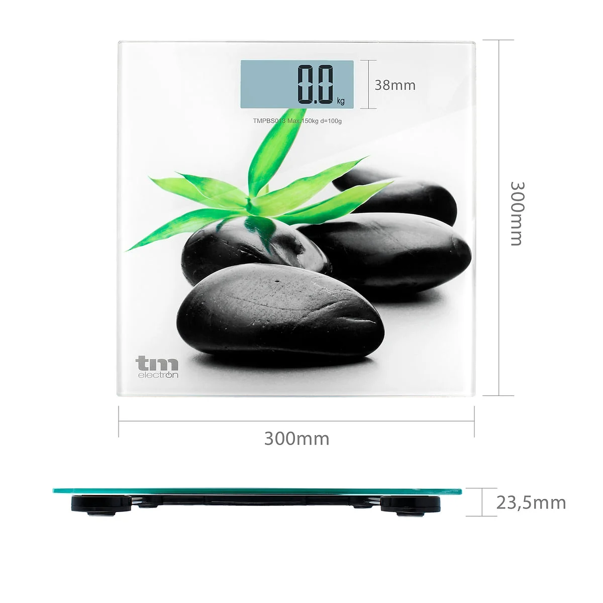 Báscula de baño TM Electron TMPBS013 Diseño Piedras Negra