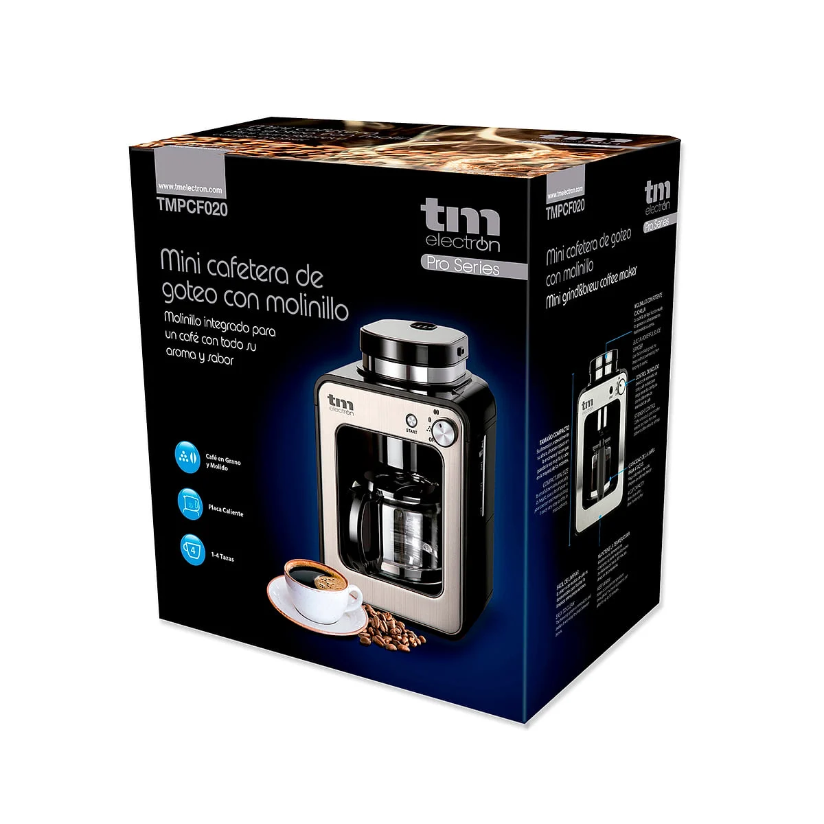 Cafetera de goteo TM PCF020S 4 Tazas 600W Silver