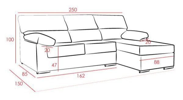 Chaiselongue Ruben Derecha Magnol Cemento Mull