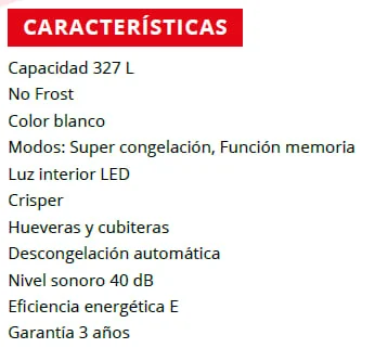 Frigorífico Corbero NF186X60 Clase E Blanco