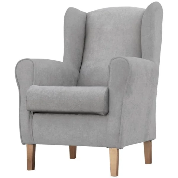 Butaca Fija Orejera Gris 110x67x80 Pata Madera