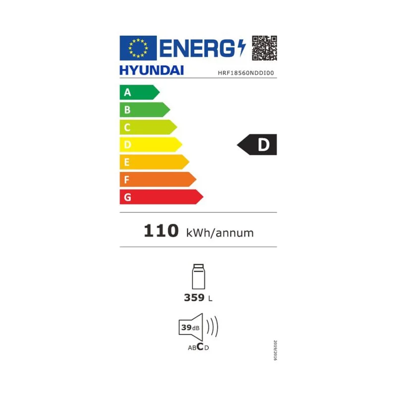 Frigorífico Hyundai HRF18560NDDI00 359 L Clase D Inox No Frost