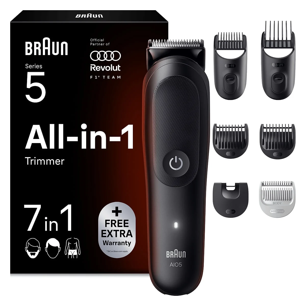 Corta pelos Braun 7 en 1 Multigroom Formula 1 Negro