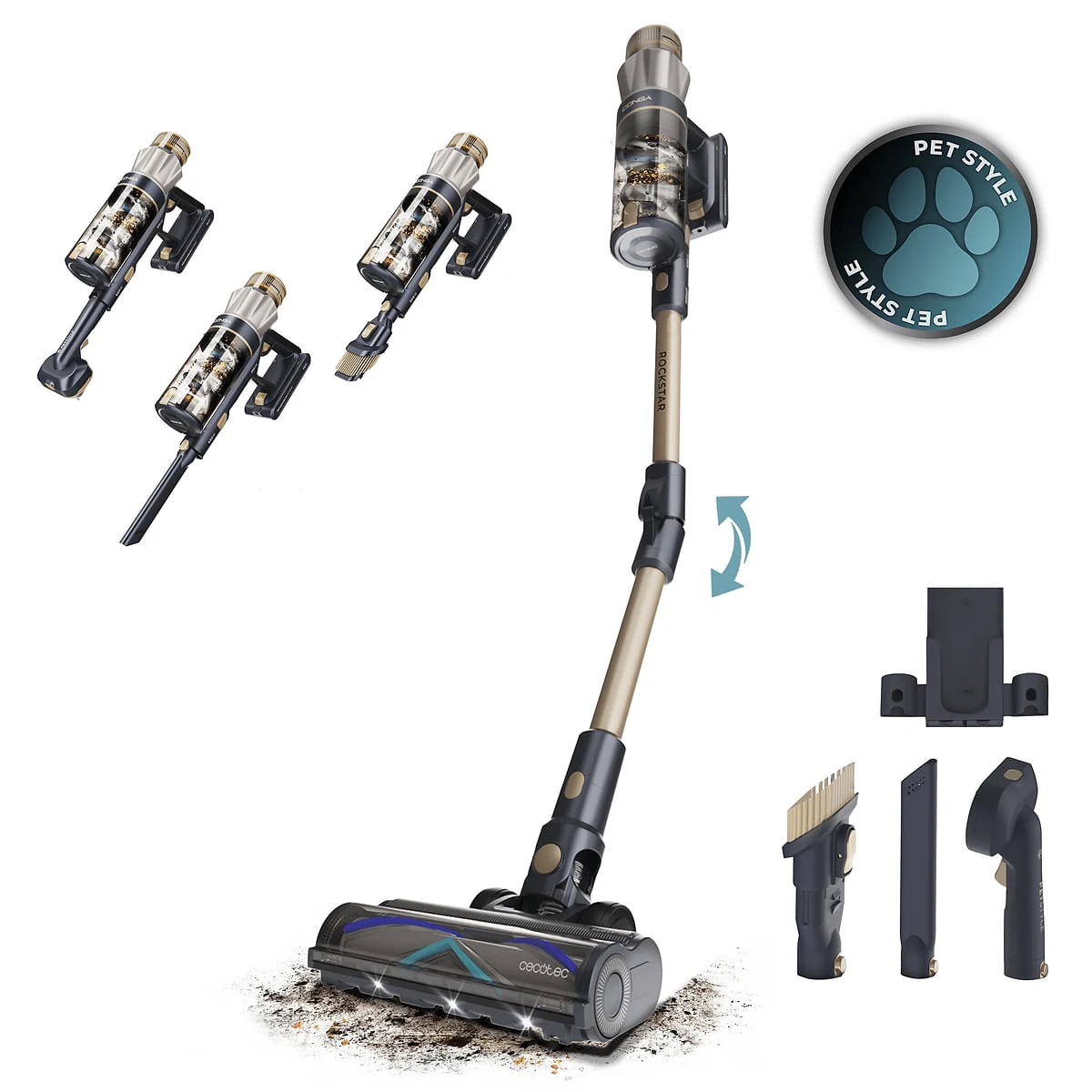 Aspirador vertical Cecotec Conga Rockstar RS90 Pet Flex X-Treme 600 W 160 AW