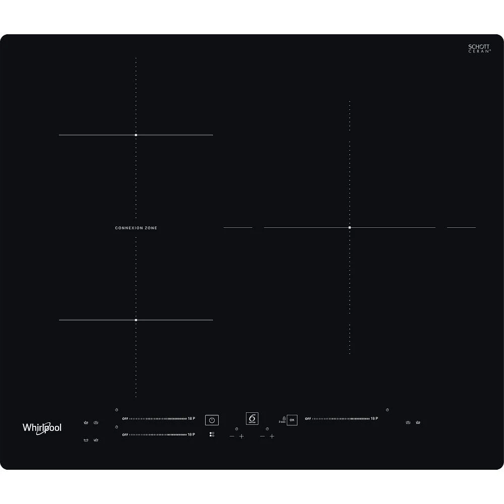 Vitrocerámica Whirlpool WBS5560NE 3 Zonas Inducción 7200 W Negra