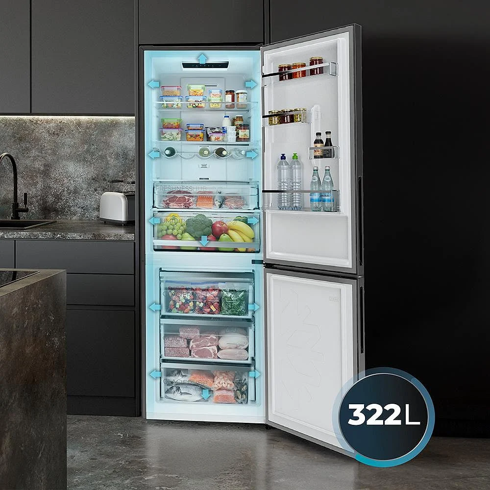 Frigorífico combi Cecotec CoolMarket Combi 322i Cristal Gris Clase D
