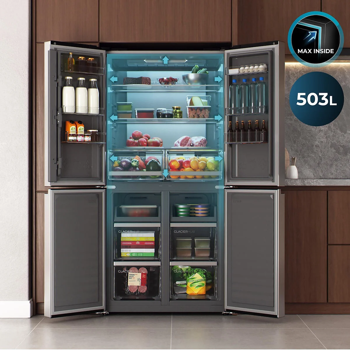 Frigorífico americano Cecotec Bolero CoolMarket 4D 503 Inox D