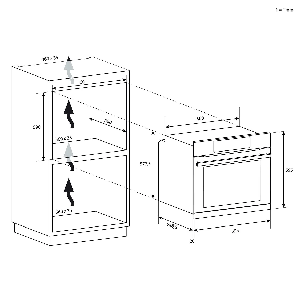 Horno Candy Multifunción 65L Inox 3 Mand