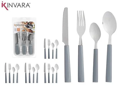 Cubertería Kinvara 16 Piezas Gris + Cub