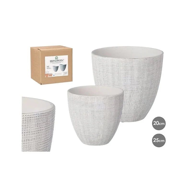 Set de macetas Kinvara Cuadrados Blancos