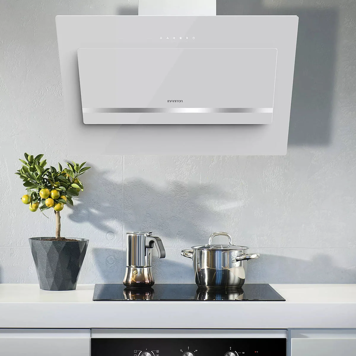 Campana Infiniton CMPTRAL-WT90U 90 cm 800 m3/h A++ Cristal Blanco
