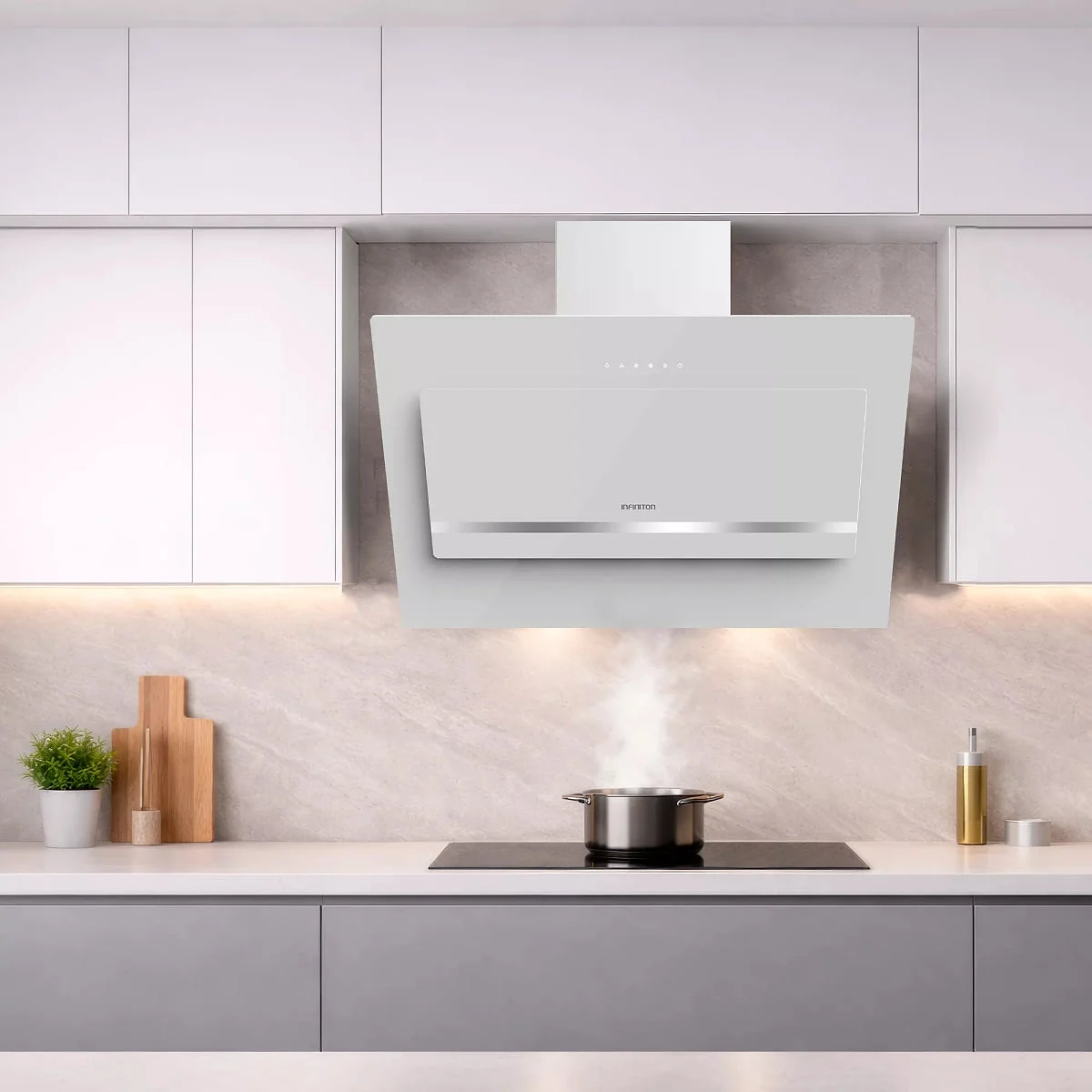 Campana Infiniton CMPTRAL-WT90U 90 cm 800 m3/h A++ Cristal Blanco