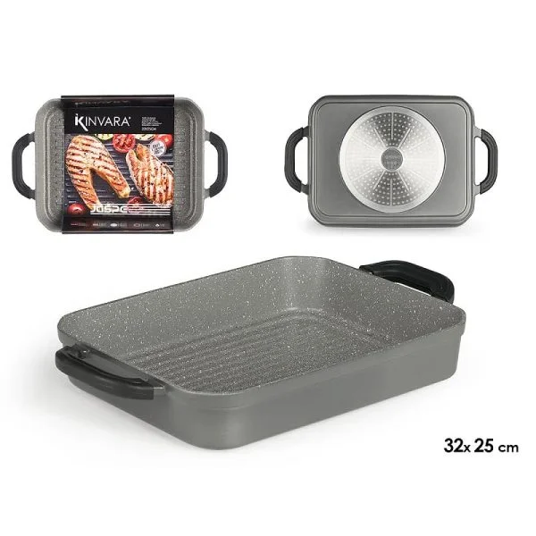 Plancha Asar Kinvara Gris Aluminio Fundido 32x25 cm