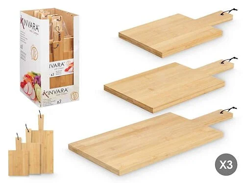 Set 3 Tablas de Corte de Bambú con Asa