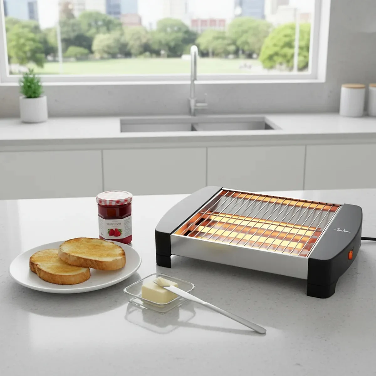Tostador Jata JETT1587 Horizontal 400 W 2 Barras de Cuarzo Negro
