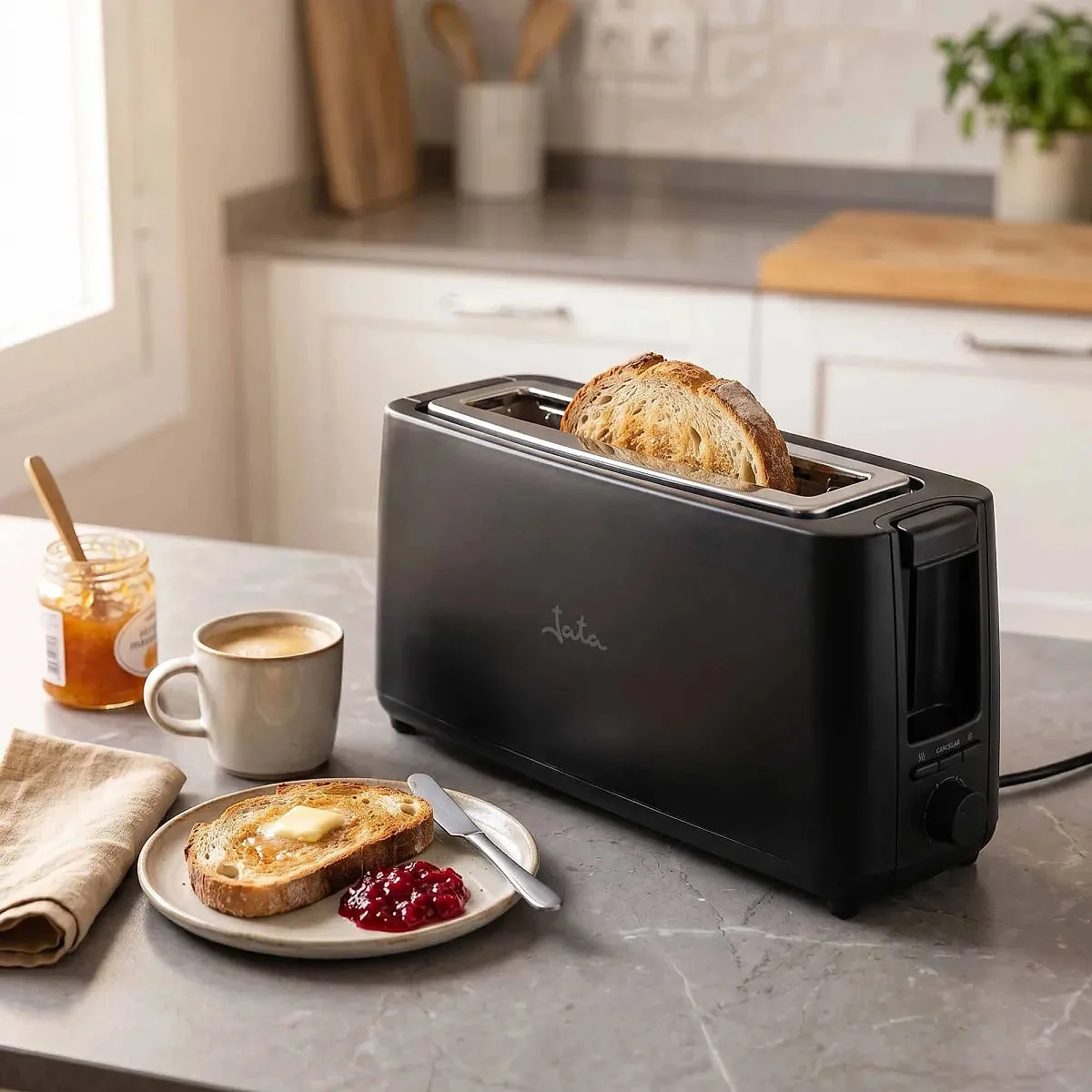 Tostador Jata JETT1580 900 W 7 Posiciones Boca Ancha Negro
