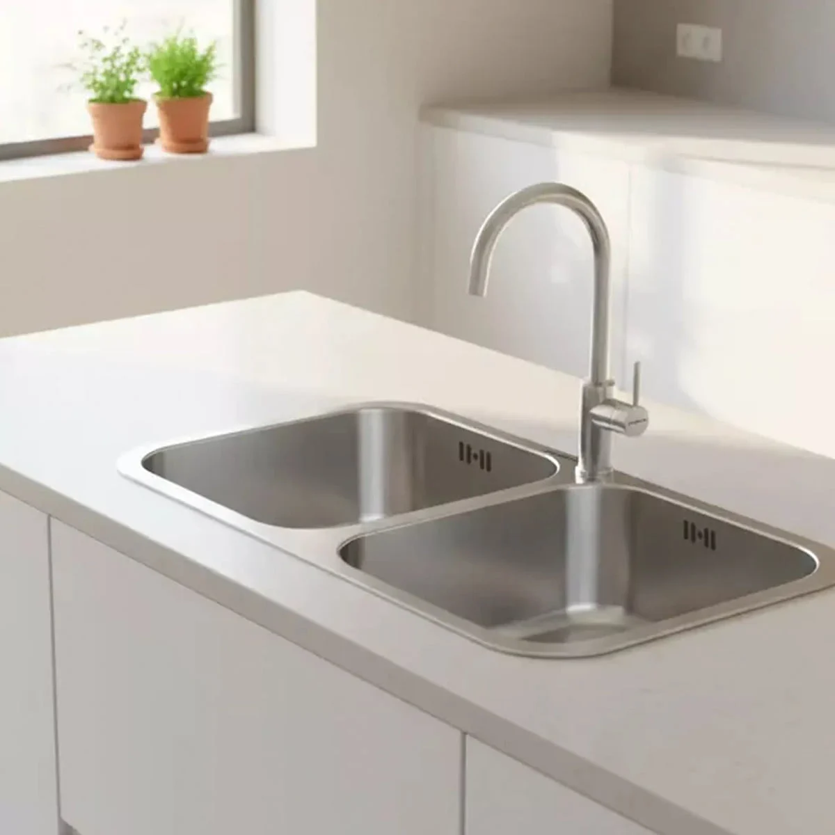 Fregadero Infiniton Belcanto82C2 2 Senos Cuadrados Inox