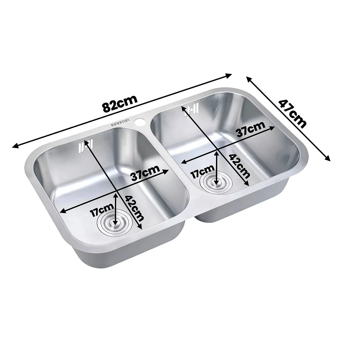 Fregadero Infiniton Belcanto82C2 2 Senos Cuadrados Inox