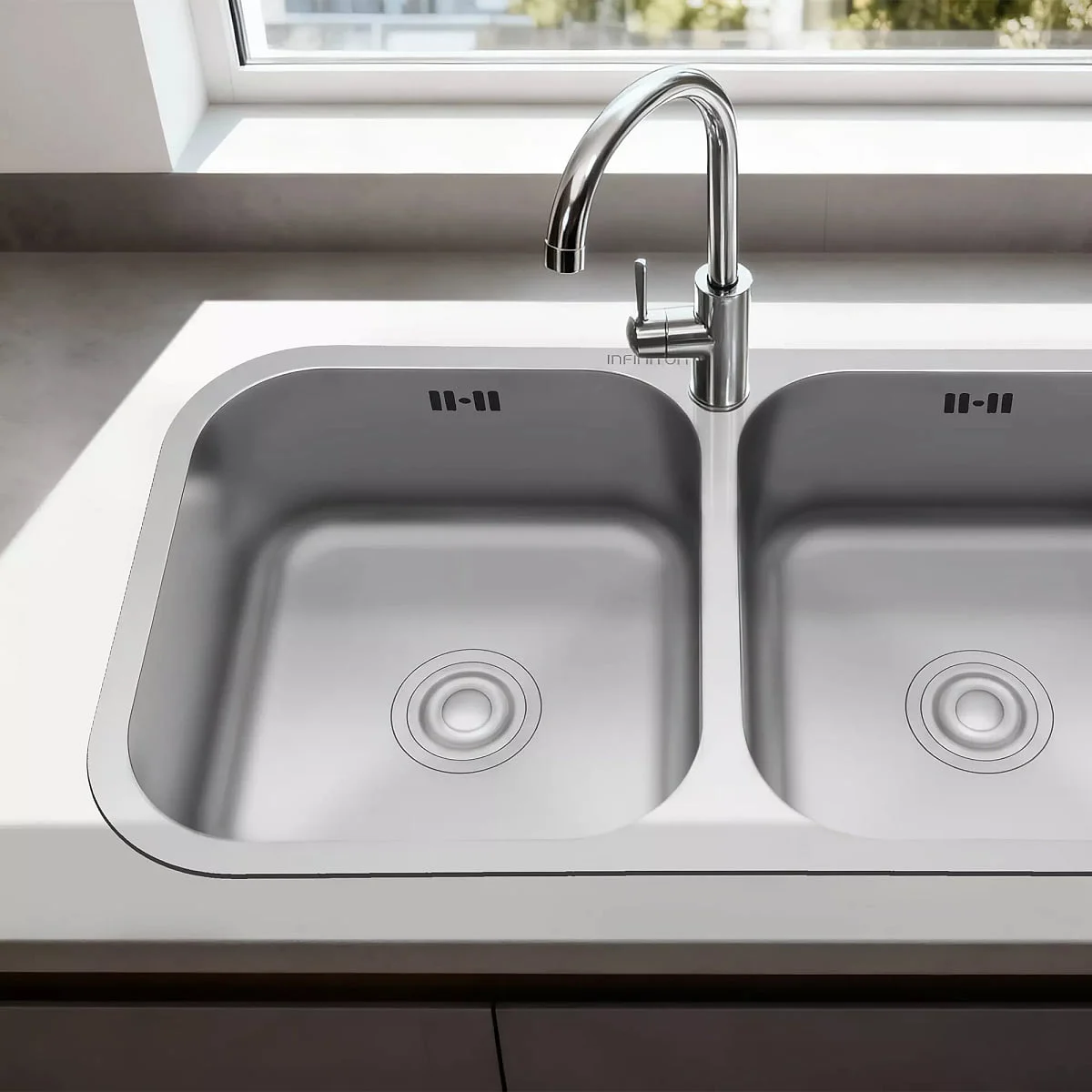 Fregadero Infiniton Belcanto82C2 2 Senos Cuadrados Inox