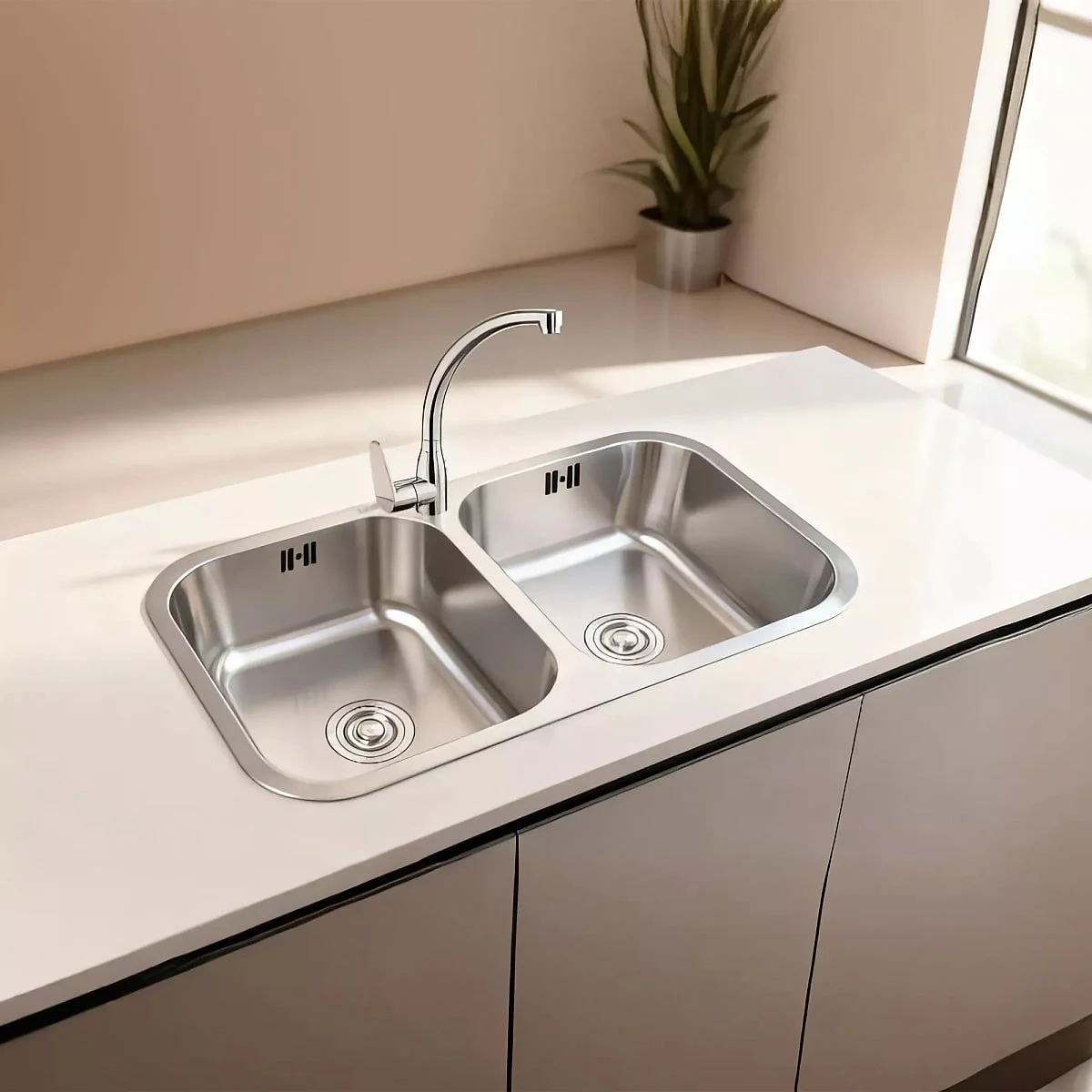 Fregadero Infiniton Belcanto82C2 2 Senos Cuadrados Inox