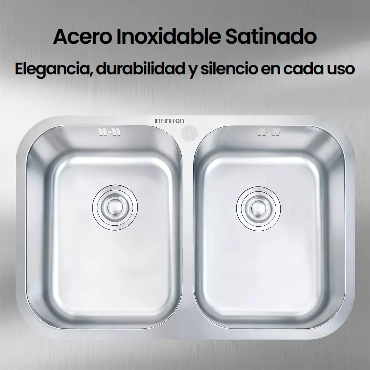 Fregadero Infiniton Belcanto82C2 2 Senos Cuadrados Inox
