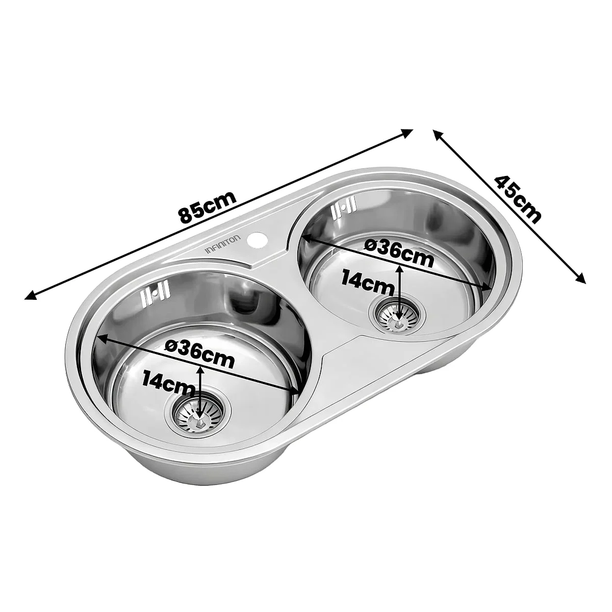 Fregadero Infiniton Reale85C2 85 cm Circular Acero Inox Satinado