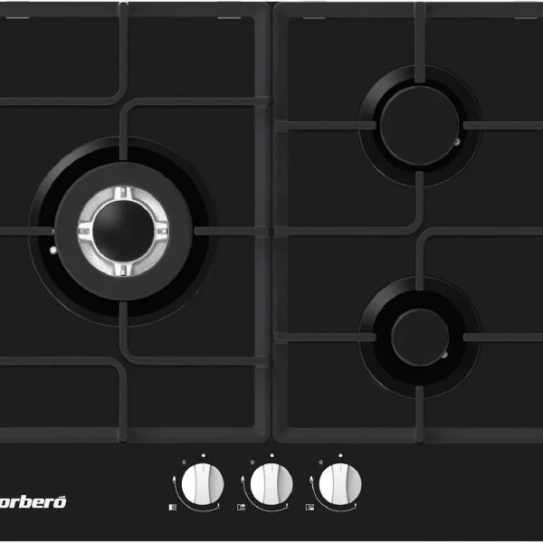 Encimera Corbero CPCGM3F3126N 3 Fuegos Cristal Negro