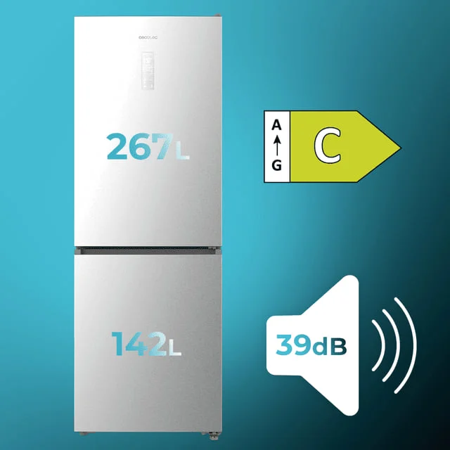 Frigorífico combi Cecotec CoolMarket Combi 409 Inox C 409 L