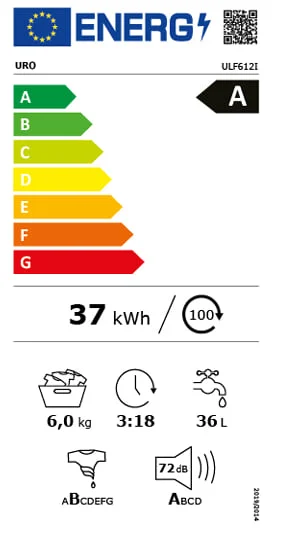 Lavadora URO 7 Kg 1200 rpm Clase A Vapor Inverter