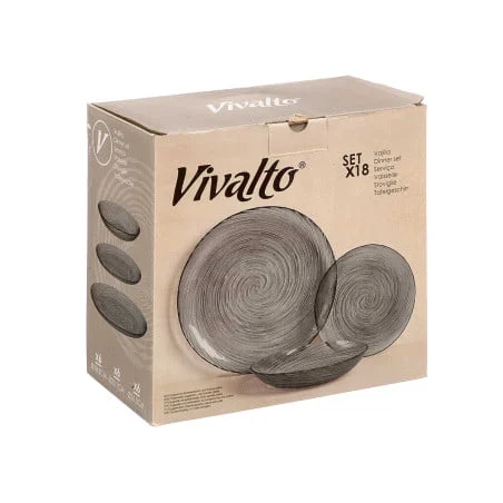 Vajilla Vidrio 18 Piezas Gris